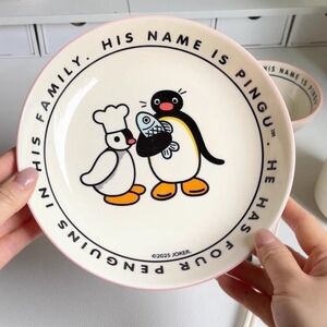 New Ceramic Pingu Pinga Plate (8 inches In Diameter) Tableware